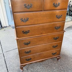7 Drawer Tall Vintage Dresser 
