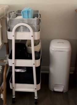 Bedside Cart and Diaper genie combo