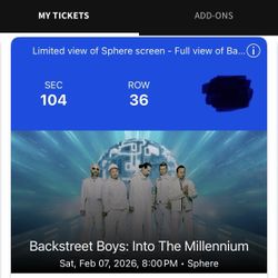 2x-8x Backstreet Boys Sphere 2/7/2027 Concert Tickets