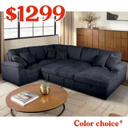 Sleeper Sofa Sectional With Storage Chaise ✅ Financing Available - Bad or No Credit Accepted ✅ 