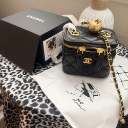 New with box & dust bag, Black & Gold Crossbody mini