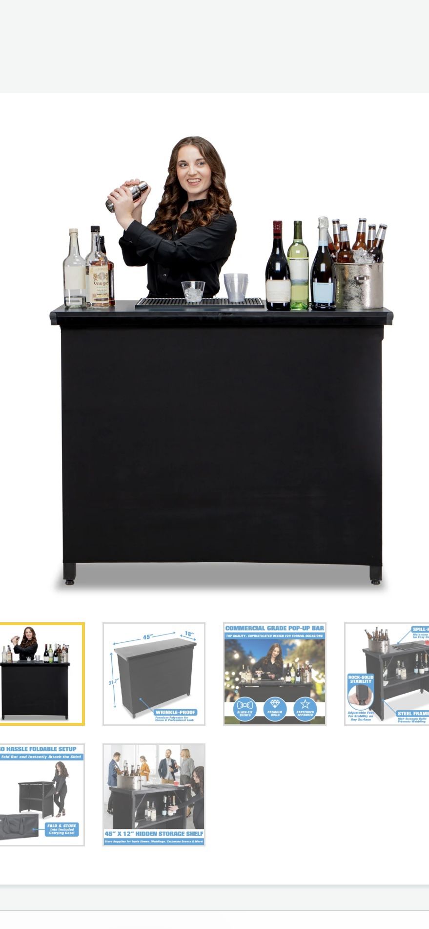 Go Bar Pro Commercial Grade Portable Bar Steel Frame Event Party Coffee Barista Bartender Wedding Space