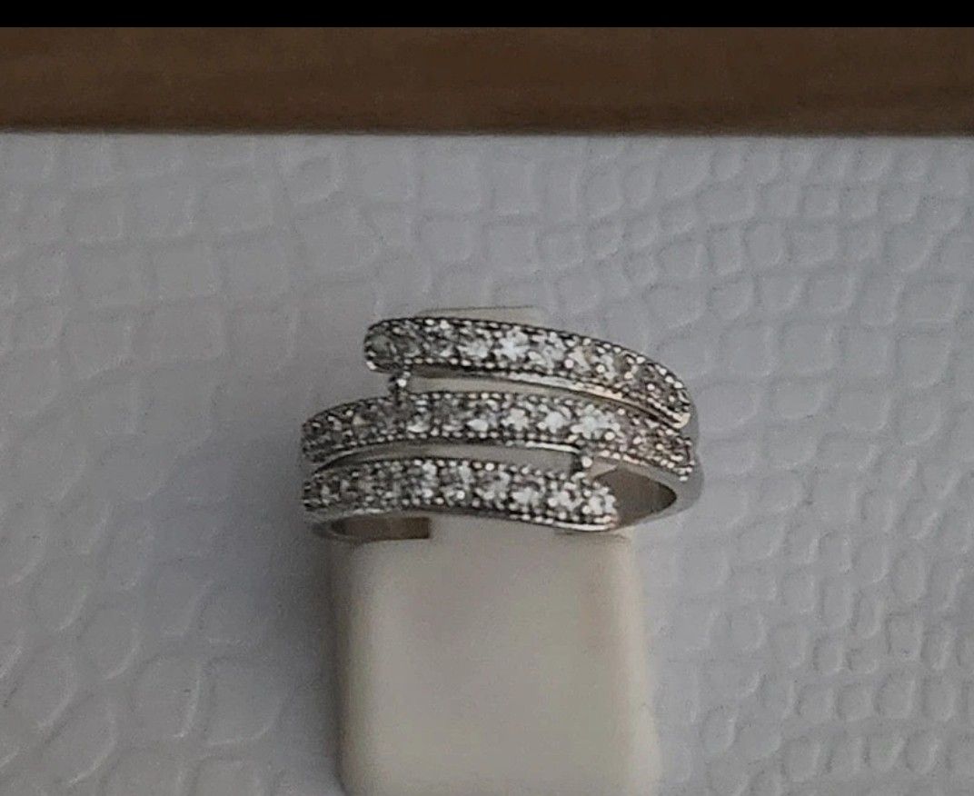 Silver and CZ Cocktail Ring Size 6