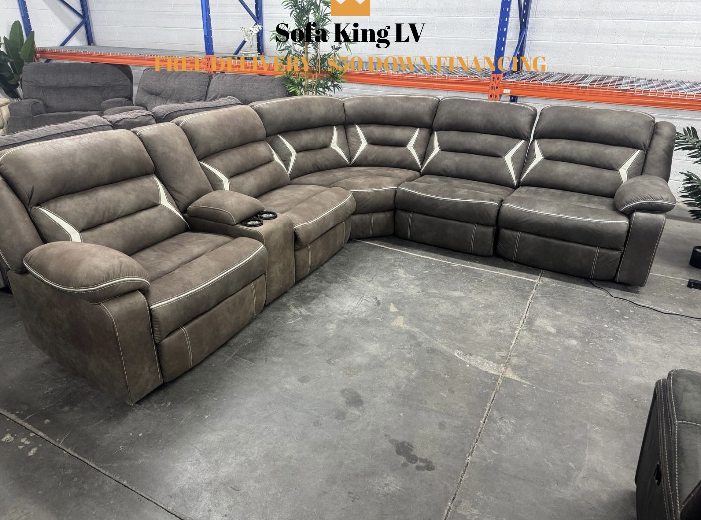 Free Delivery* Like New Gray Sectional Sofa with Powered Recliners!