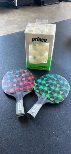 Ping pong paddles and balls
