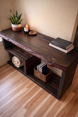 Hand Made Live edge Entertainment Center- Solid Wood
