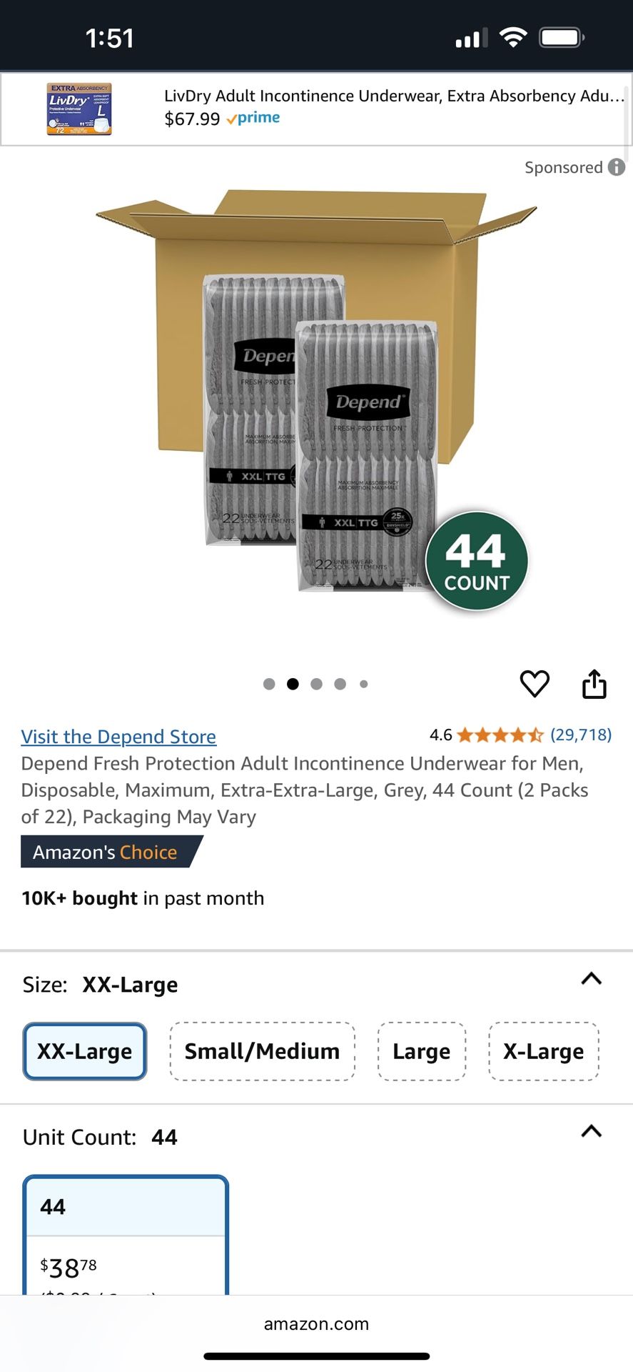 2XL DEPENDS UNDERWEAR BRAN NEW IN PACKAGING