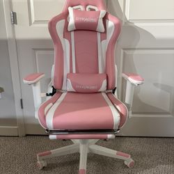 Pink Gaming Chair With Foot Rest