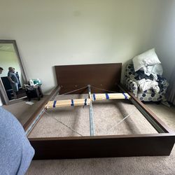 King wooden bed frame with slatted base