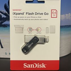 Brand New SanDisk 64GB iXpand Flash Drive Go for iPhone and iPad - SDIX60N-064G-GN6NN, Black