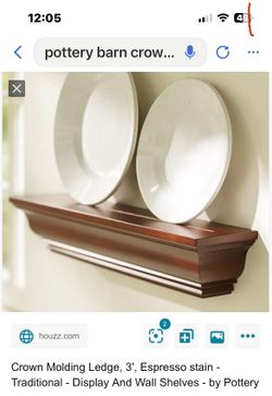 Pottery Barn, Crown Molding, Floating Shelf Ledge 3 Feet