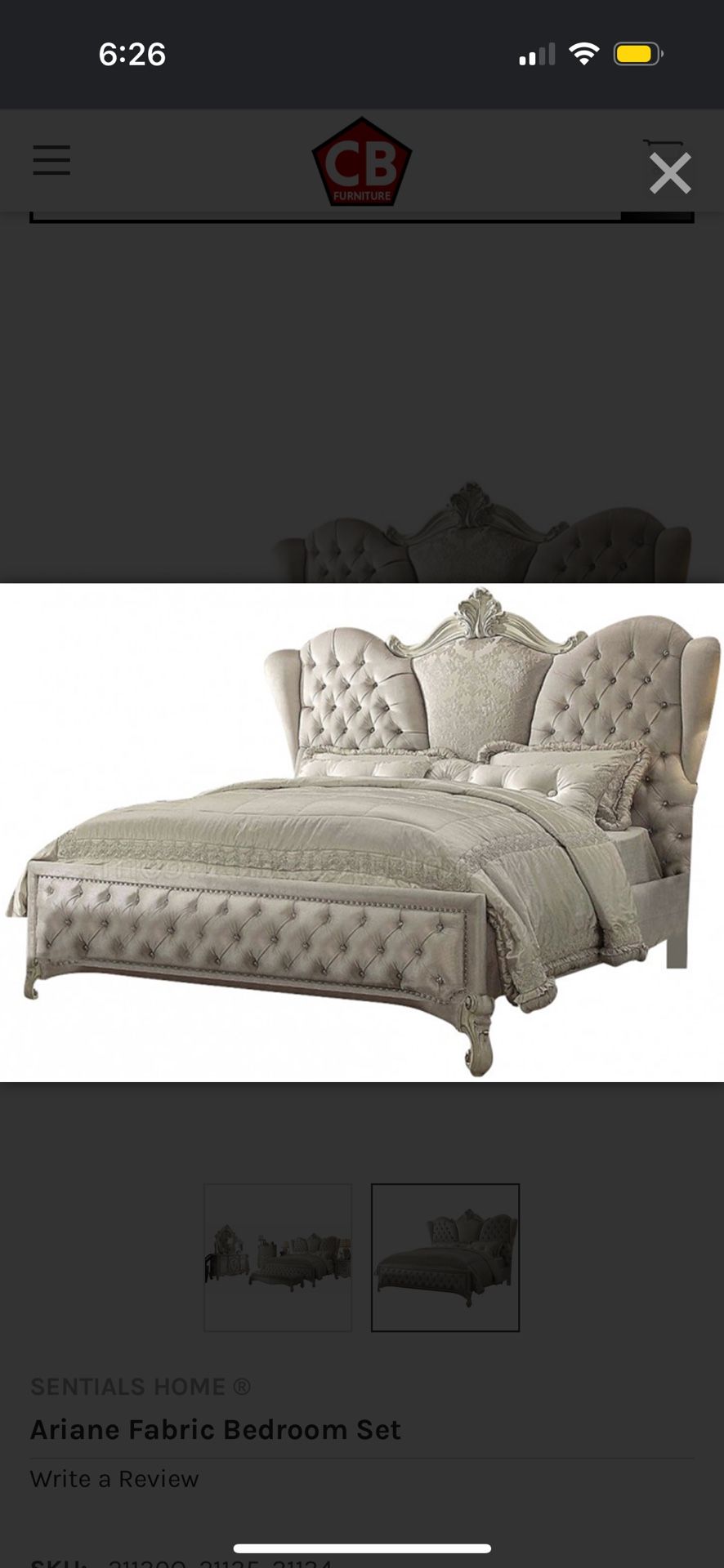 Grey King Size Upholstered Bed