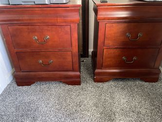 Pair of Cherry Wood 2-Drawer Nightstands