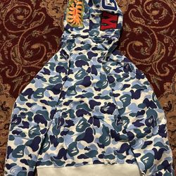 Bape Hoodie- Size L | Premium Quality | Camo Blue