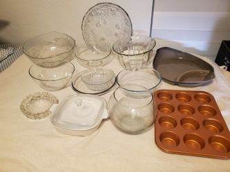 Crystal bowls various sizes & shapes, $2 ea.