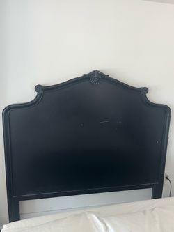 Beautiful Vintage Hand Painted 65”H x 65”W Vintage Solid Wood Classical Headboard (16” Legs)