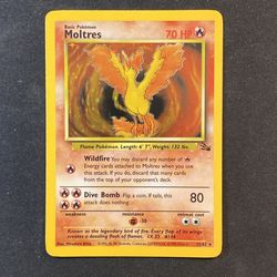 1999 Moltres 12/62 Fossil Set Holo Rare Pokémon Card Near Mint