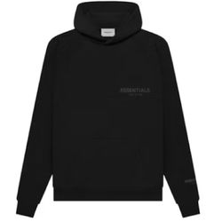 Fear of God Essentials Core Collection Pull-Over Hoodie - Black - Medium And Large