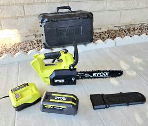 RYOBI 40V HP Brushless 12 in. Top Handle Chainsaw with 4.0 Battery and Charger