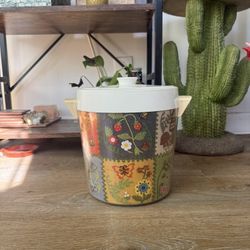 Vintage West Bend Thermo-Serv Insulated Ice Bucket Flowered Quilt 🦋🌻🍓