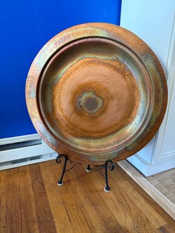 Large Hammered Copper color Decorative Tray