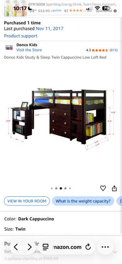 Kids Twin Loft Bed with desk, drawers and bookcase