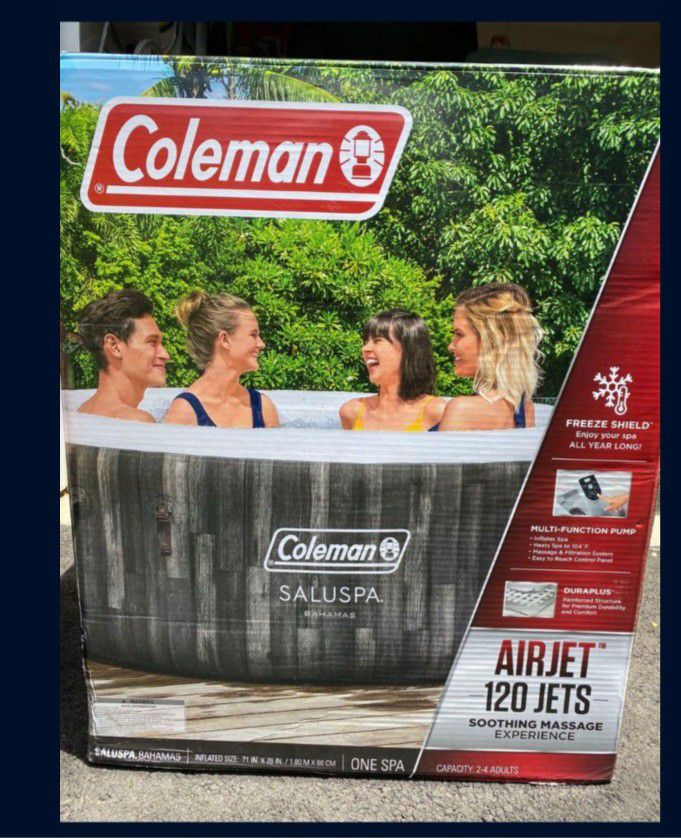 Coleman Saluspa Bahamas Inflatable Hot Tub 120 Jets 2-4 Person available for shipping or local meetup