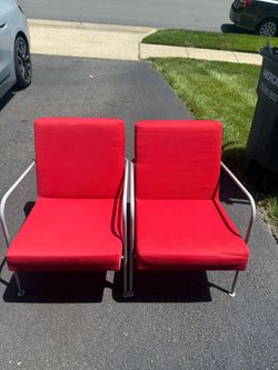 IKEA Red Fabric Accent Chairs – Set of 2