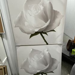 2 White Rose Canvas  Thumbnail