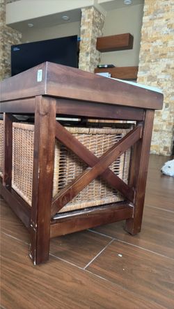 Wicker Storage Bench with cushion
