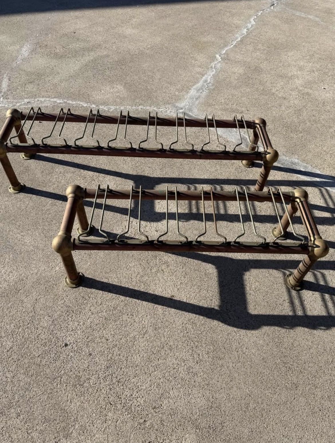 Set of Vintage Heavy Duty Brass Bar Rack for Glassware