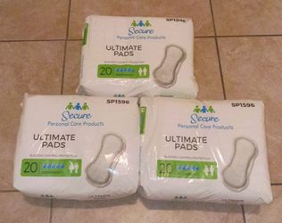 3 Packs Secure Ultimate Bladder Control Pads (20ct Each - NEW/SEALED