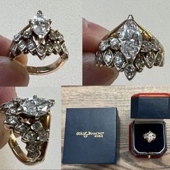 Vintage Antique 14k Gold Wedding Ring 1ct Marquis