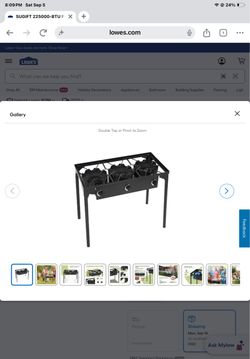 225000-BTU Portable Propane Triple Burner Gas Cooker with Cast Iron Head and Grate Detachable Legs Adjustable Regulator and 51-in Hose 34-in Portable 
