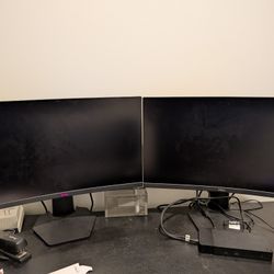 Dell - 24" VA LED FHD Curved Gaming Monitor (HDMI 2.0, Display Port 1.2) - Black - Set of 2