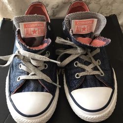 Girl’s Blue  Metallic Converse All Stars Sneakers Size 2 