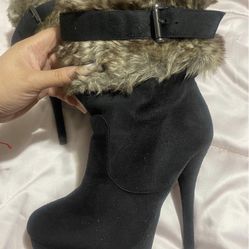 Cute Fur Heel Boots