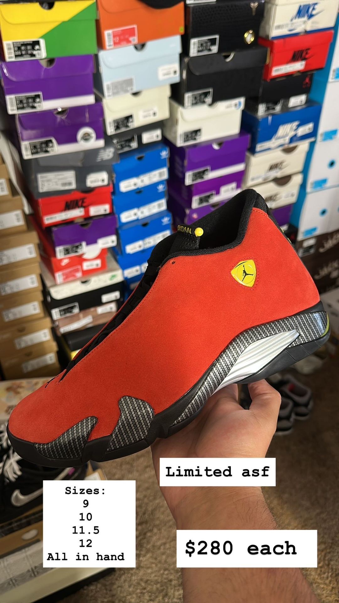 Jordan 14 Ferrari Size 12 ONLY !
