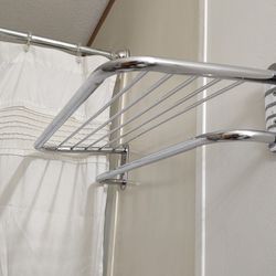 Easy Access Bath Towel And Hand Towel Storage Shelf And Hanging Bar For Bathroom.