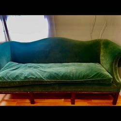 Green Velvet Antique Couch