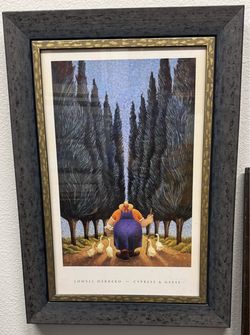 Large Framed Lowell Herrero "Cypress & Geese" Art Print - 3 Ft x 2 Ft