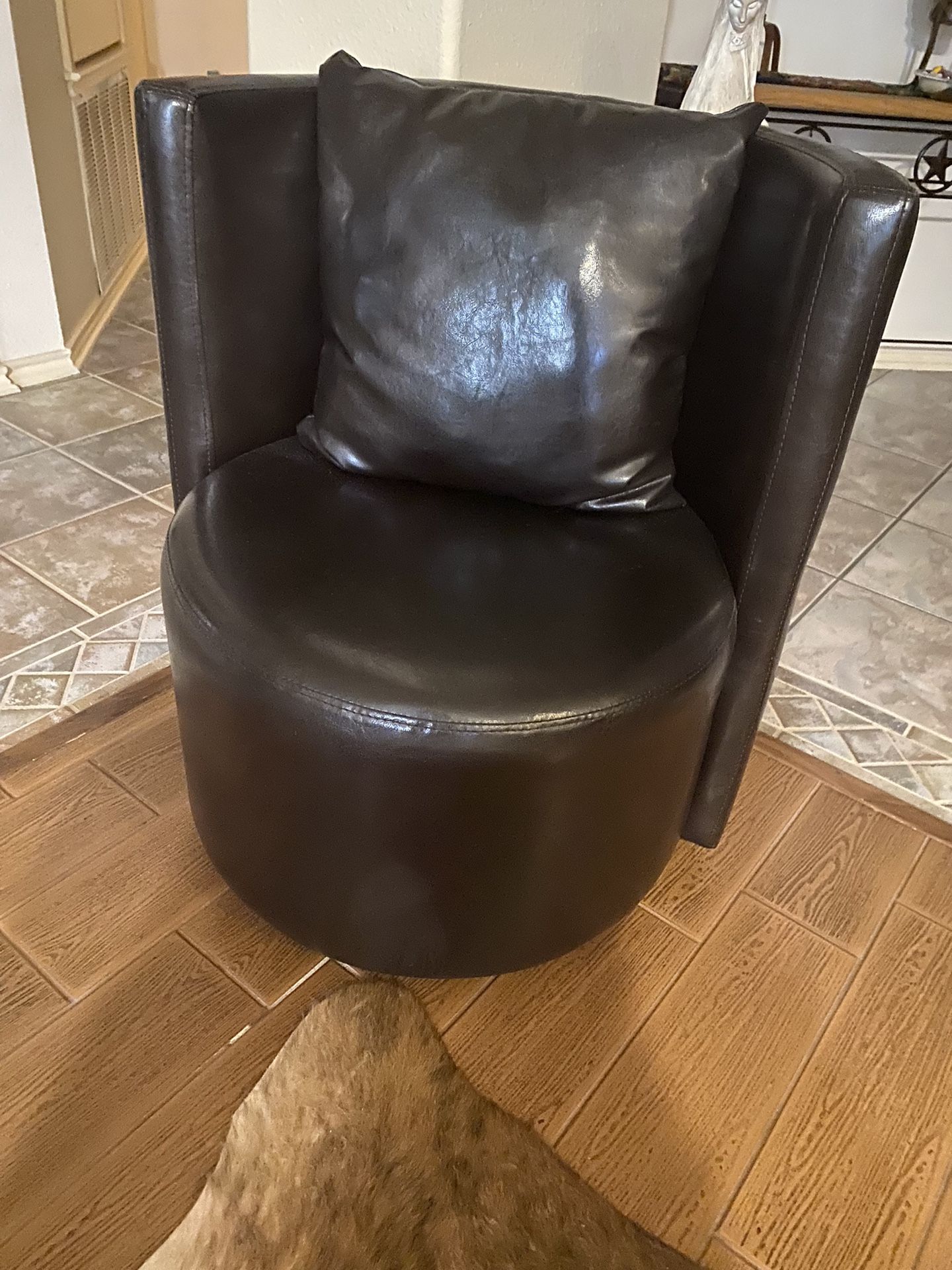 Dk Brown All Leather Reclining Loveseat And Chair With Swivel Chair All Matching