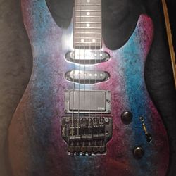 1990 Peavey Tracer Custom HSS Ultra-Rare Blue/Fuchsia Marble Finish Super Strat Electric Guitar Made in USA w/ OHSC 