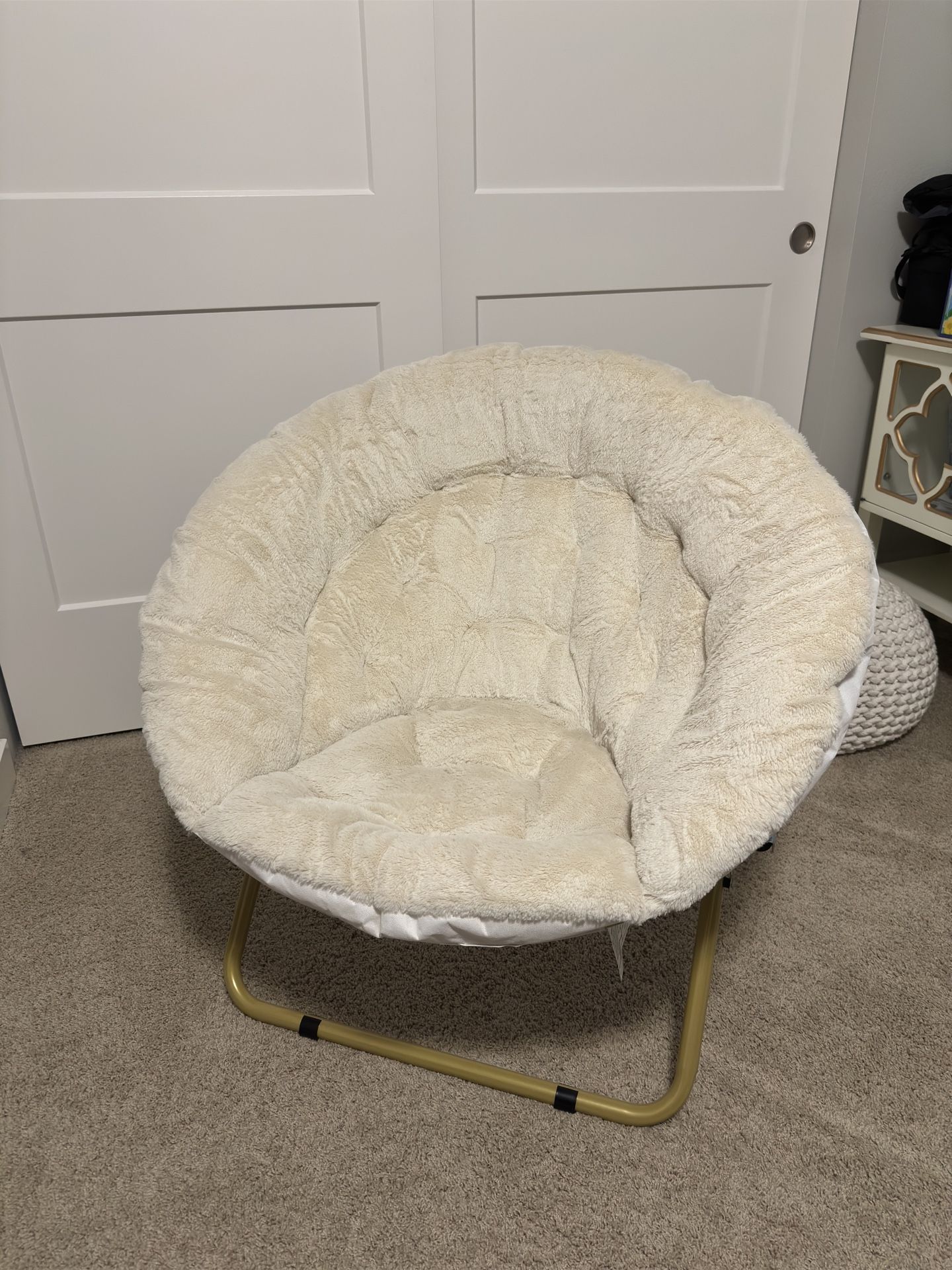 Urban Lifestyle Faux Fur Saucer Chair, Ivory