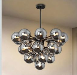 Sputnik Chandeliers 23 Lights Dining Room Smoked Glass Globe Pendant Light
Modern Black Chandelier, Dining Room Light Fixture, Compatible with Sloping