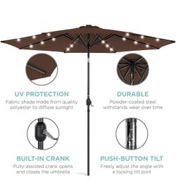 10 Ft Patio Umbrella with Solar Lights (Brand New)