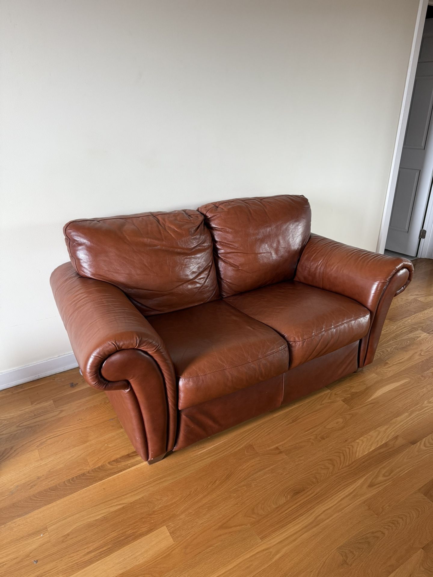 Leather Loveseat, Armchair & Ottoman Set