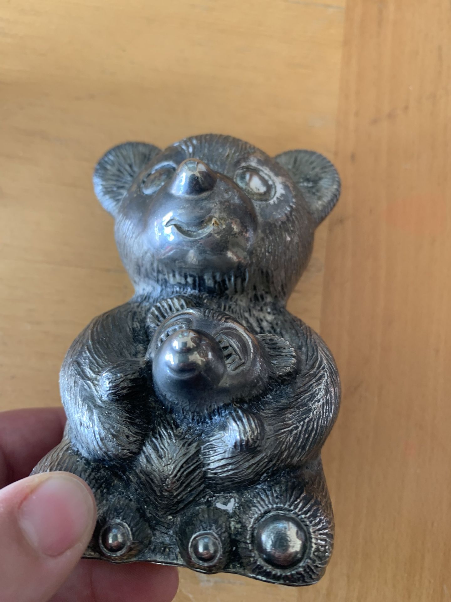 Silverplated Teddy Bear Piggy Bank