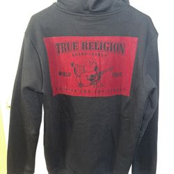 True Religion Jacket with Hoodie Size Medium Black & Red