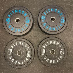 NEW 110 Pound 2” Olympic Bumper Plates Set (2x45lb, 2x10lb)